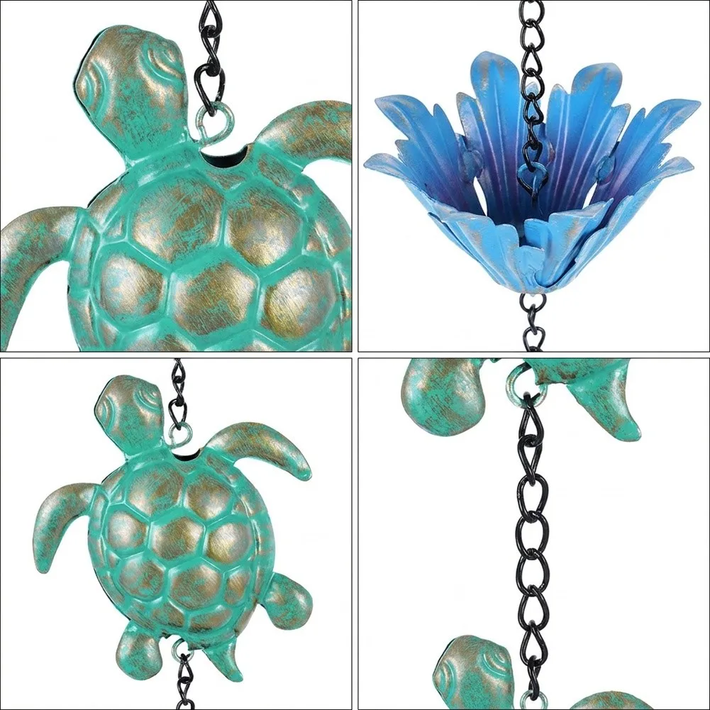 Elegant 10ft Rain Chain With Artisanal Cups Adjustable Gutter Downspout Replacement For Outdoor Garden Patio Yard Decor Drainage
