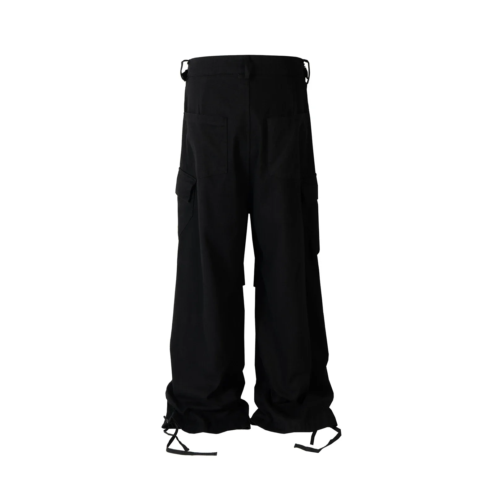 Pantalones Cargo con múltiples bolsillos y cremallera lateral para Hombre, ropa de calle plisada recta, monos holgados, pantalones de gran tamaño