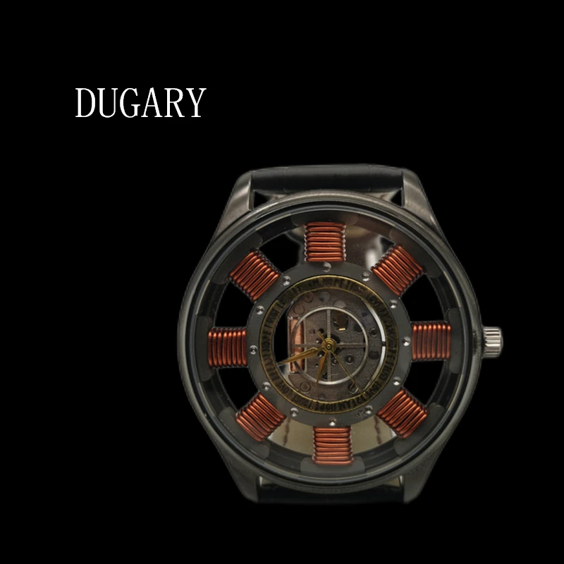 DUGARY Hollow Trend Men\'s Watch Quartz original Steampunk Waterproof Stainless Steel Men Watches Business Japanese movement