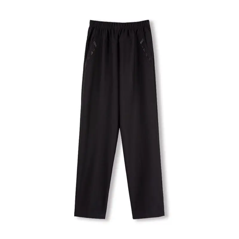 Minimalist New Summer Striped Plaid Women's High Waisted Elastic Diamond Pocket Fashionable Casual Loose Straight Leg Pants