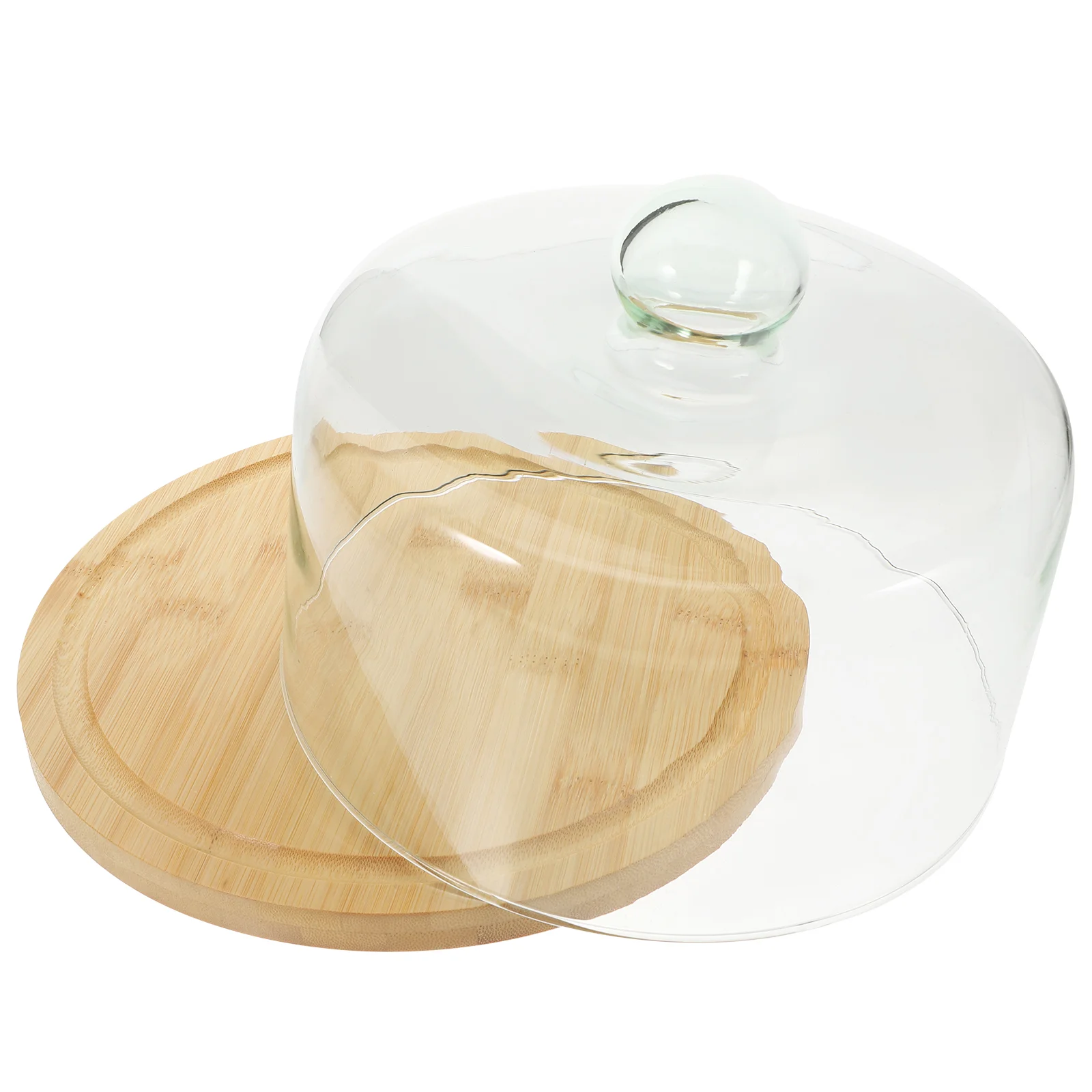 

Dessert Plate Cake Glass Cover White Serving Platters Trifle Wooden Turntable Displaying
