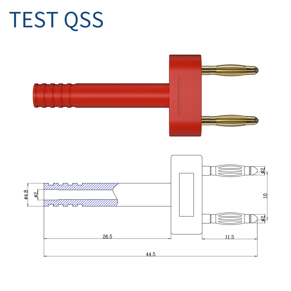 QSS 5PCS 2MM Gold Plated Short Circuit Plug Socket Jumper 2 Revolution 1 Mother Spacing 10MM Short Connector Socket