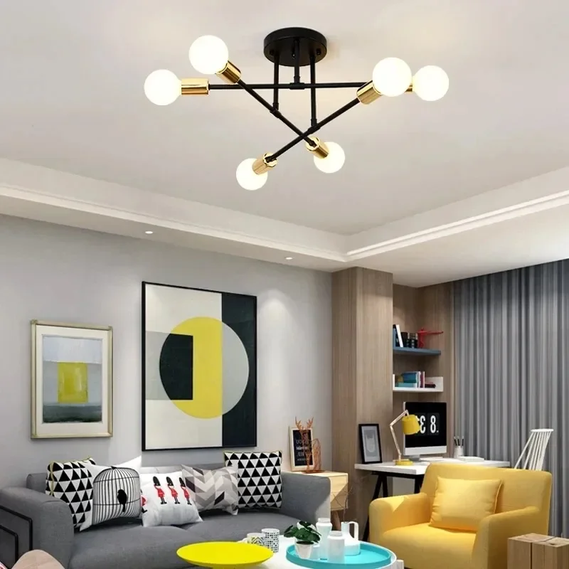 Imagem -04 - Nordic Minimalista Led Pendant Light Lâmpada do Teto Chandelier Adequado para Quartos Salas Preto Ouro Iluminação Decoração