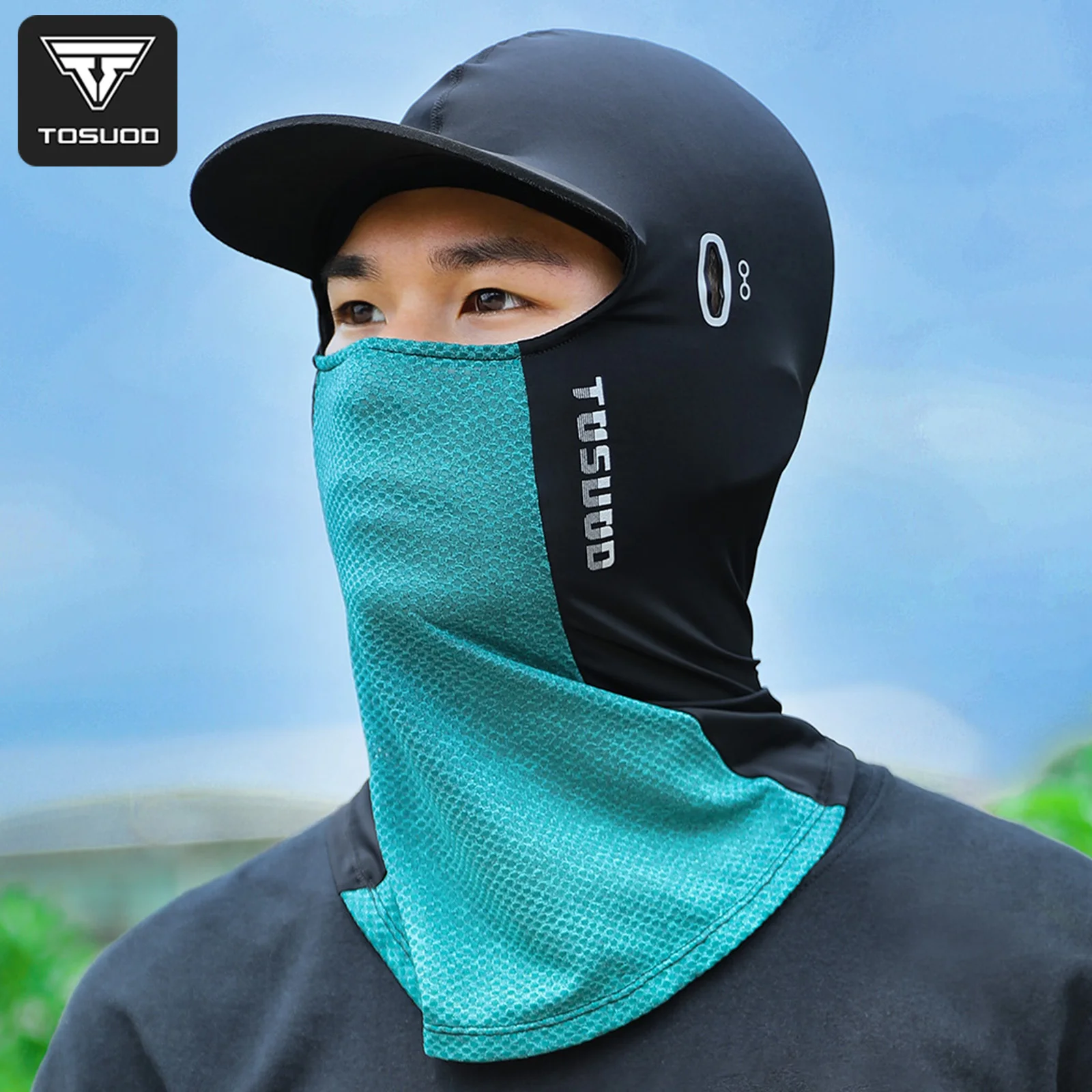 Máscara Facial de Verão TOSUOD, Máscara Respirável de Seda Gelada, Máscara Esportiva de Ciclismo com Alta Elasticidade e Abertura para Óculos, Máscara Esportiva Universal