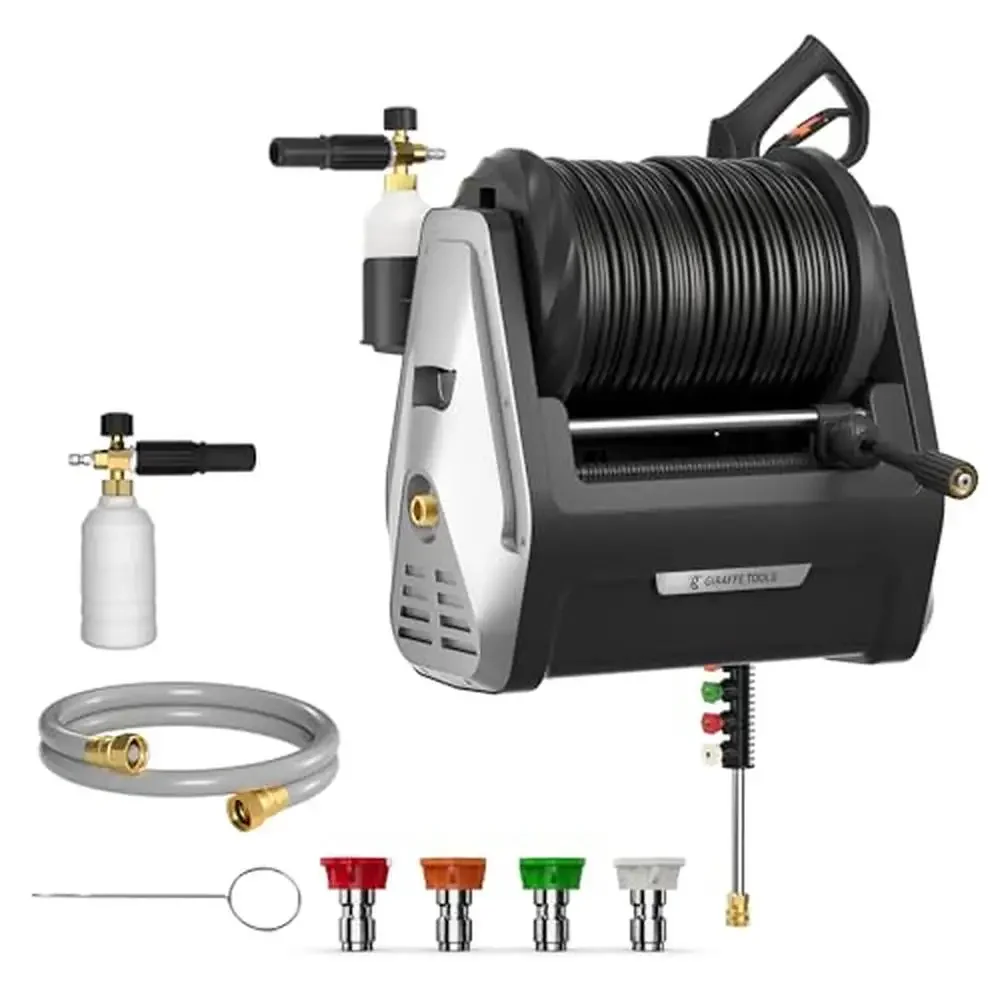 

2400 PSI Electric Wall Mounted Power Washer 2.0 GPM with Retractable Hose Foam Cannon TSS 100ft Hose