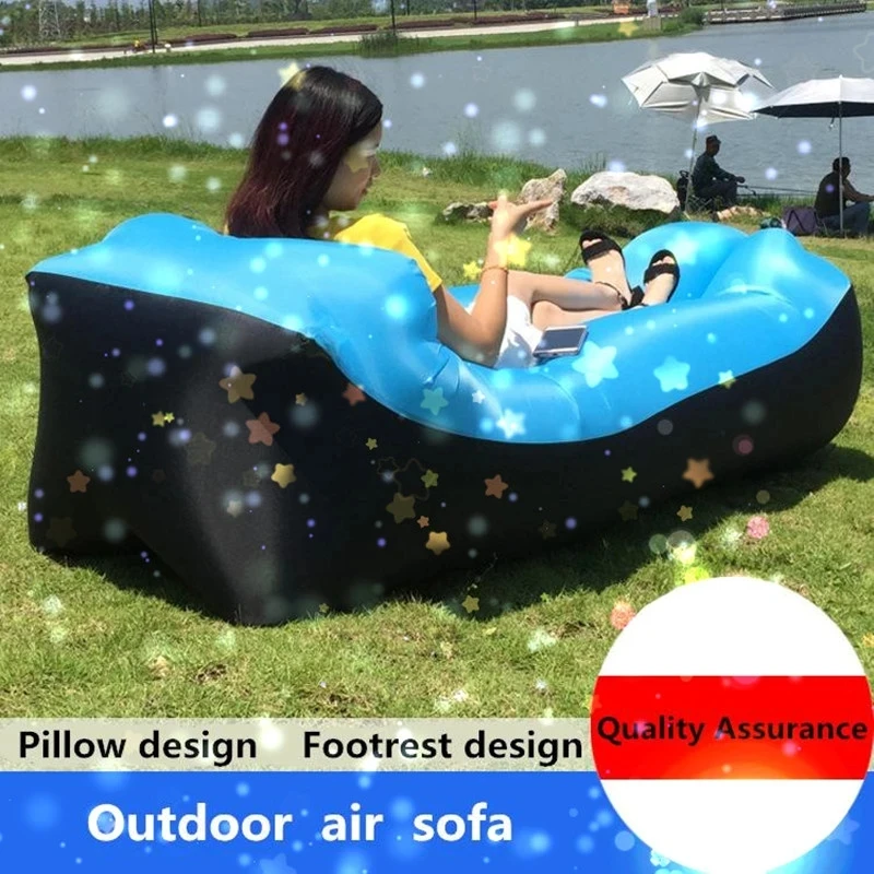 Lazy Inflatable Sofa Outdoor Quick Inflatable Bed Portable Beach Air Sofa With Pillow Outdoor Inflatable Sleeping Bag