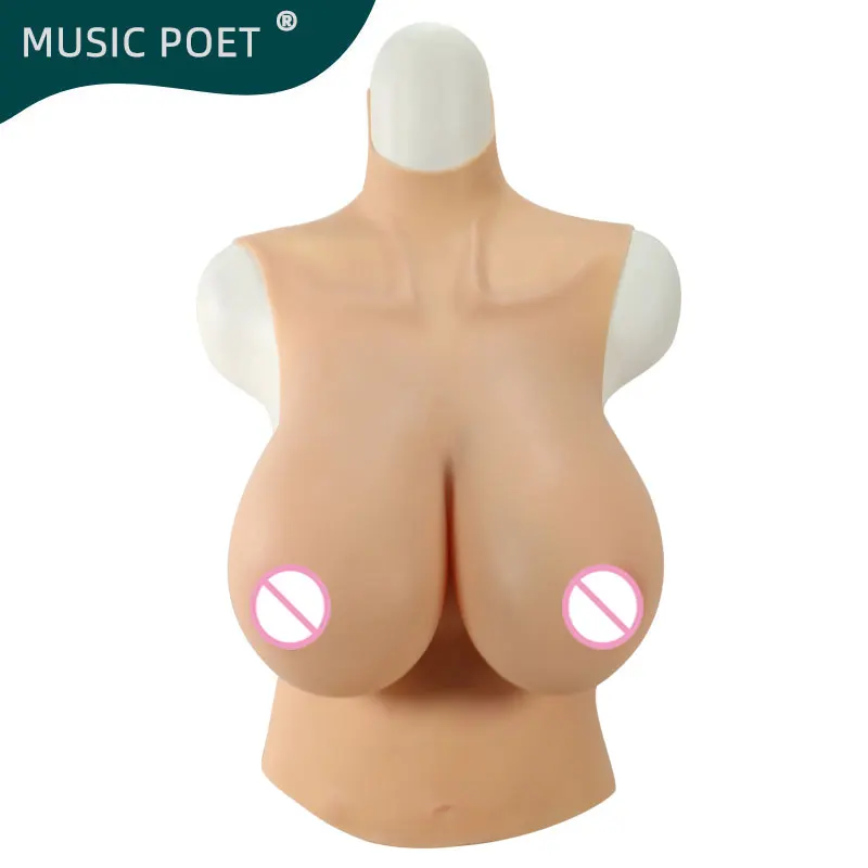 MUSIC POET Realistic Silicone Breast Forms Crossdressing No Oil Huge Fake Boobs for Crossdressers Drag Queen Shemale