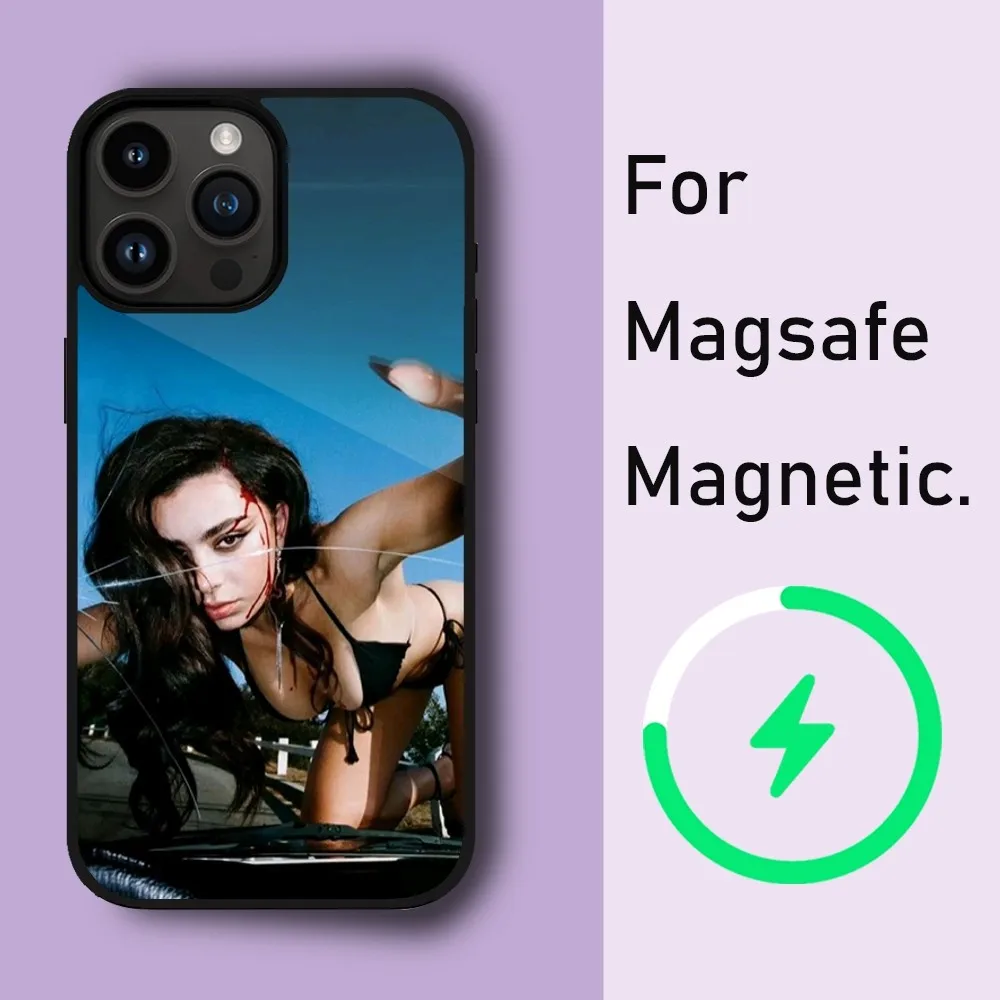 Singer Charli XCX Phone Case For iPhone 15 14 13 12 11 Pro Max Plus Phone Magnetic for Macsafe Cases Cover