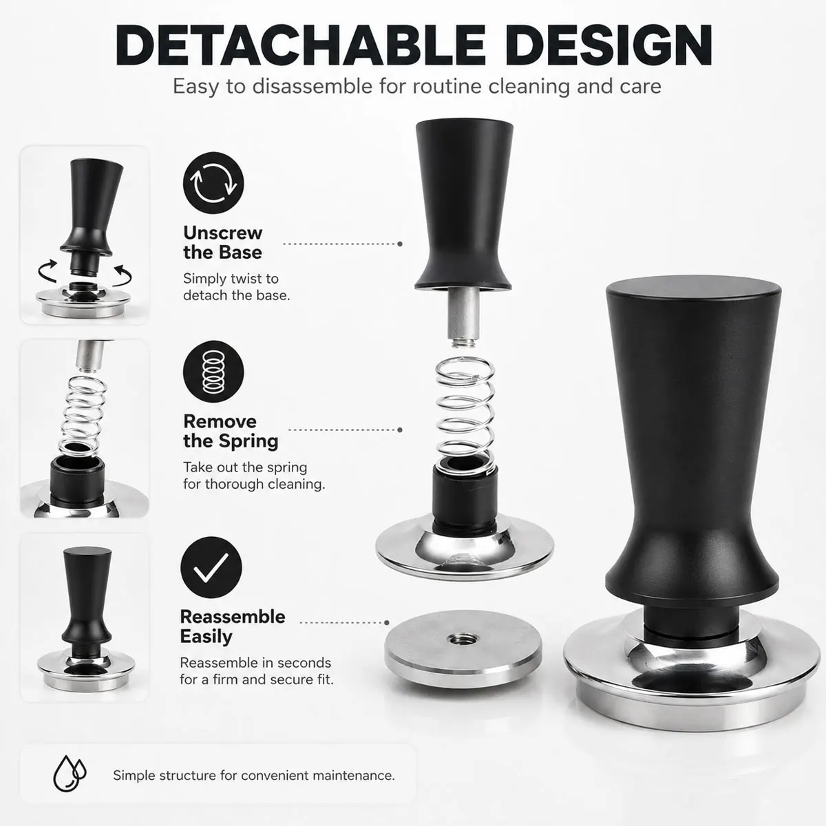 1pcs 51/53/58 mm Coffee Tamper, Tamping Tool, Aluminum Handle and Stainless Steel Base, Professional Coffee Leveler Tool. - view 2