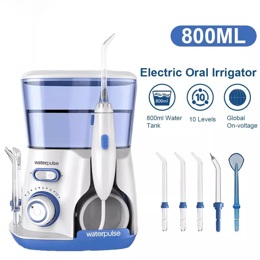 Portable Oral Irrigator Water Flosser Dental Jet Floss Tooth Pick 800ML Water Tank Teeth Irrigation Hygiene Cleaner 5Nozzle