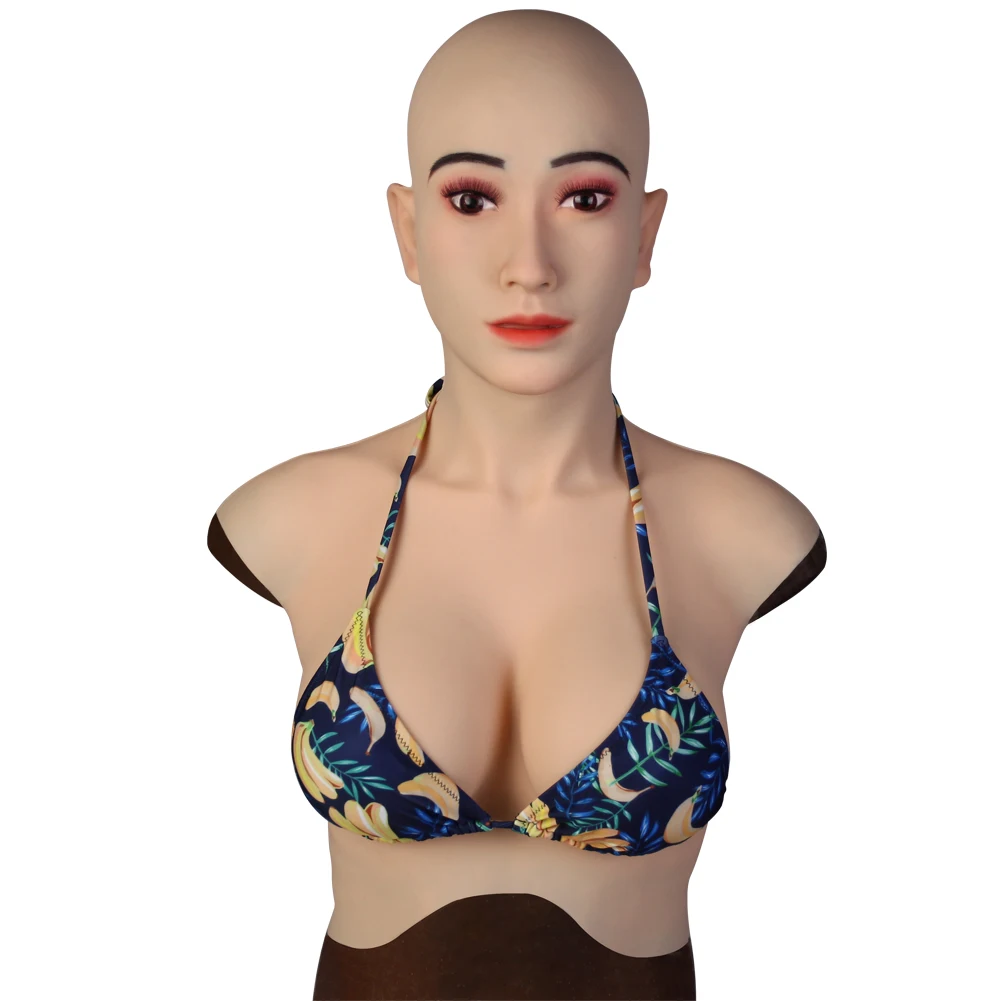 Realistic Female Mask with Boobs Silicone Crossdresser Costumes Drag Queen Male to Female Crossdressing Realistic Bodysuit Skin