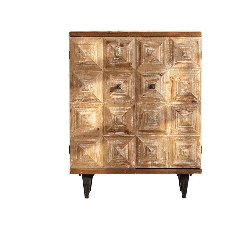

American retro old solid wood dining side cabinet, chest cabinet, homestay small apartment, living room,