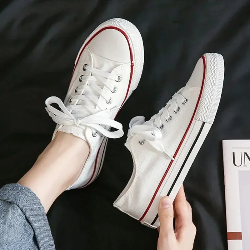 Unisex Sneakers Trend Couple Canvas Shoes Men Women Non-slip Soft Flats Vulcanized Shoes Lace-up Casual Sports Shoes Size 35-44