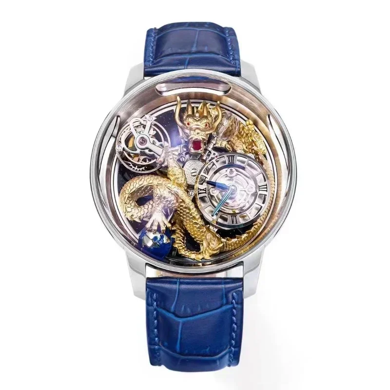 2024 Nieuwste Jacob Mechanische Tourbillon Horloge Kristal Materiaal Waterdicht Hemelse Draak Heren Limited Edition Horloge