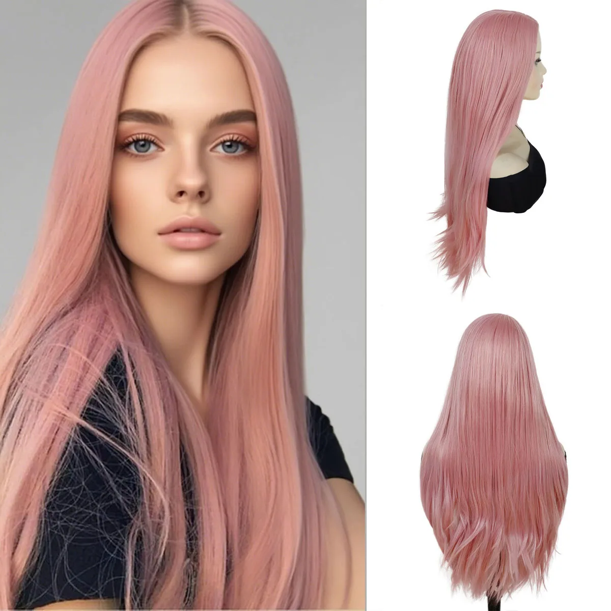 

CosplayPink Wig Natural Looking Synthetic Hair 32 Inch Long Straight Wigs for Women Girls Dress Costume Cosplay Party Heat Resis