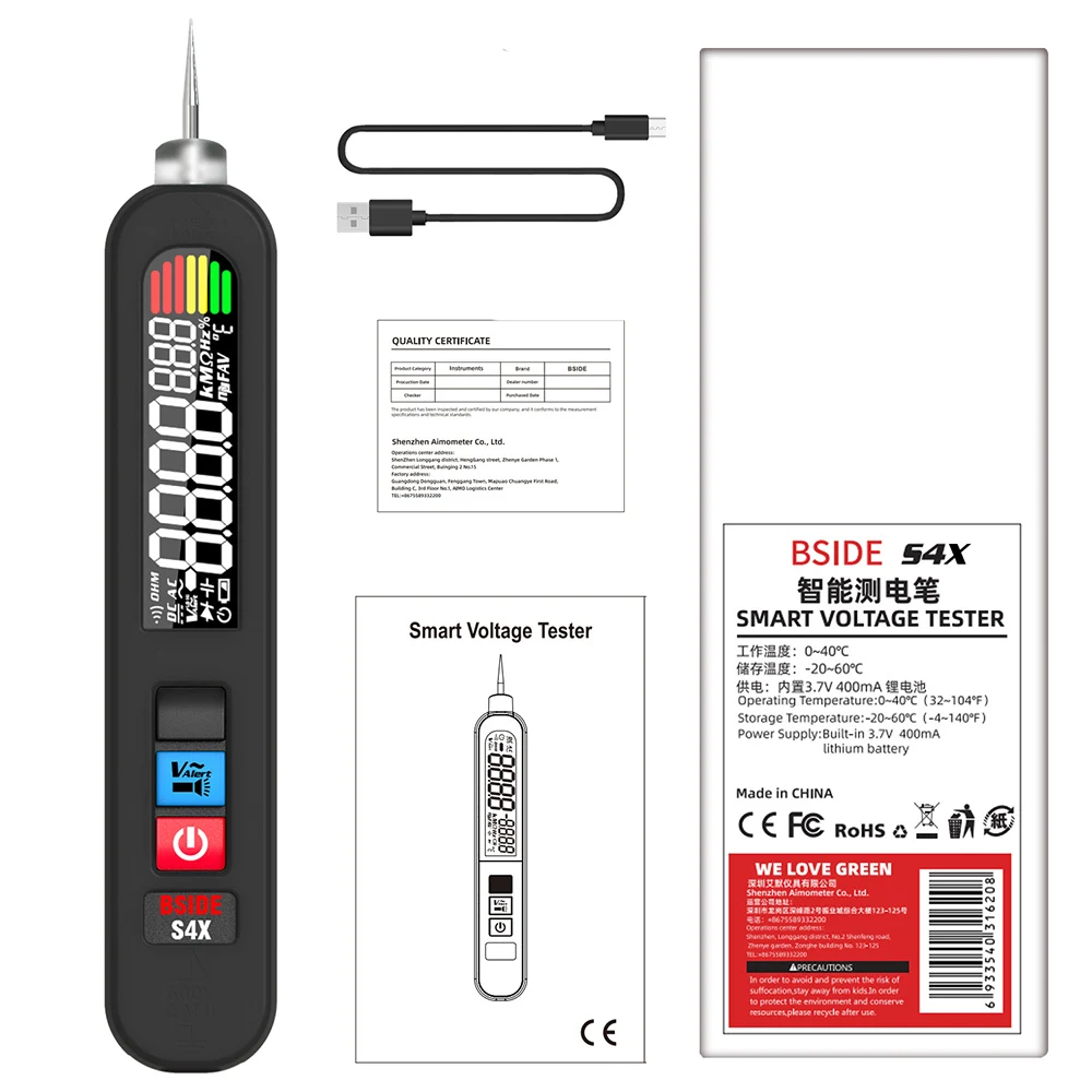 Imagem -04 - Tensão Tester Pen 12v300v Recarga Detecção sem Contato Fuga Live Wire Breakpoint Finder Portátil Household Bside-s4 e S4x