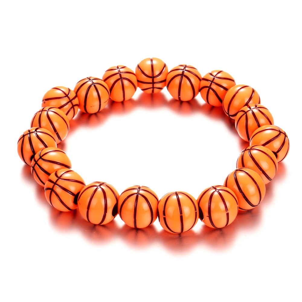 Elastic Basketball US Football Baseball Tennis Strand Bracelet Acrylic Bangle Fashion Charm Jewelry For Women Men Gift