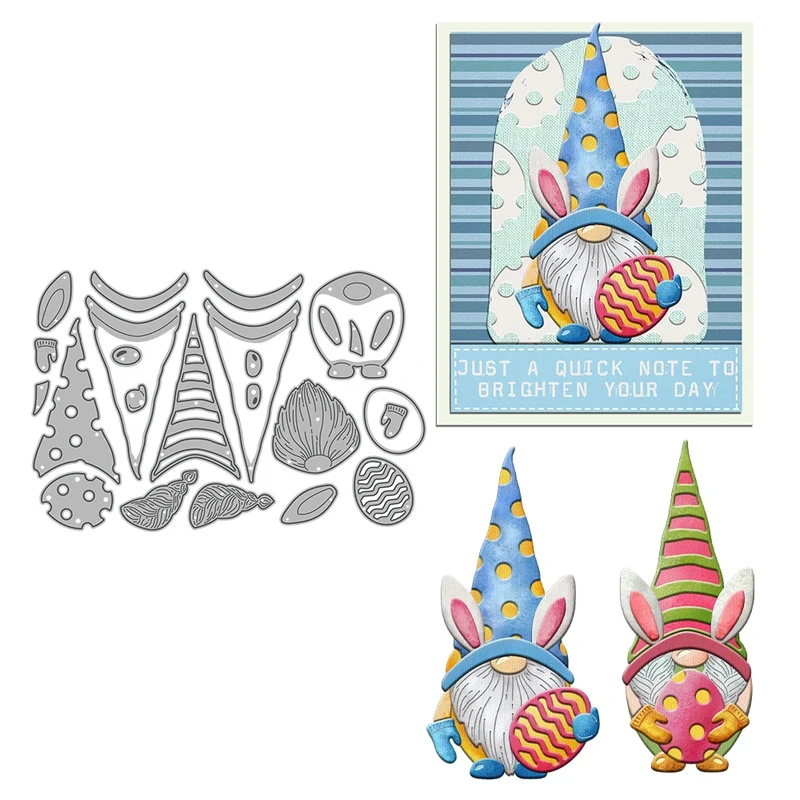 

Happy Easter Gnomes Cutting Dies DIY Scrapbooking Supplies Metal Dies Knife Mold For Card Making Albums Crafts Decor