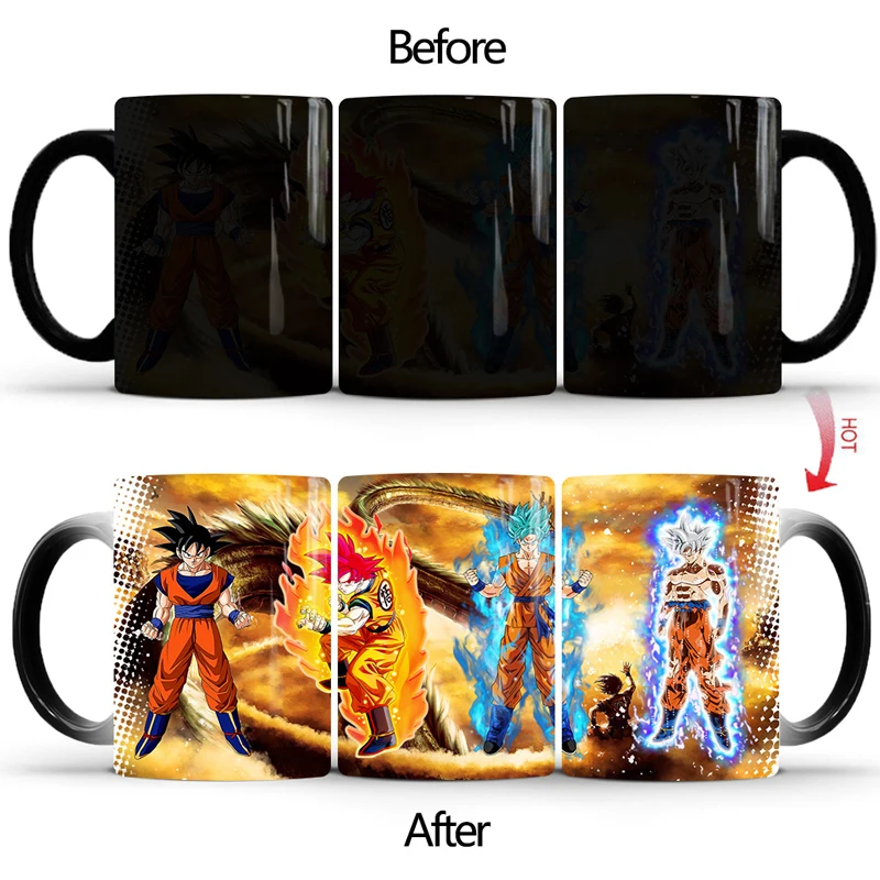 Dragon Ball Goku Coffee Mugs Creative Cartoon Anime Heat Senstive Color Changing Mug Home Ceramic Milk Coffee Cup Breakfast Cups