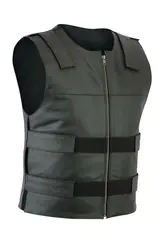 Men Bullet Proof Style Leather Motorcycle Vest for Bikers Tactical Waistcoat