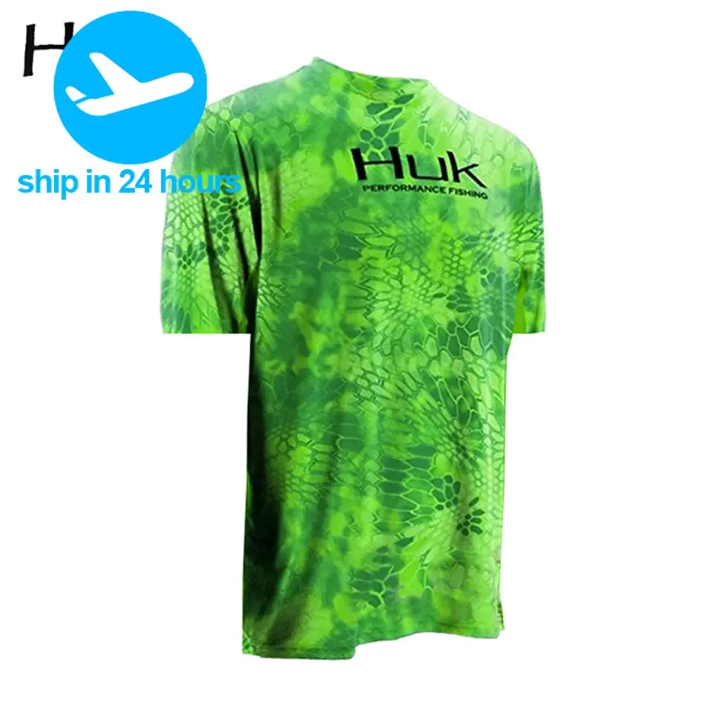 HUK-camisetas De Pesca De manga corta para hombre, ropa De Pesca con protección solar Uv, transpirable, Verano