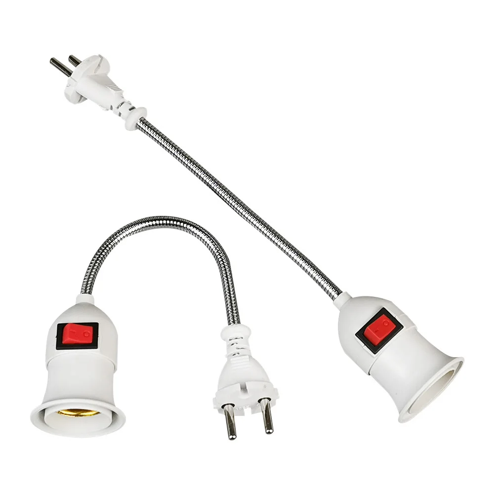 EU/UK/US Plug E27 Lamp Base Wall Flexible Holder Light Socket Converter Bases On/Off Book Light Adapter Plug Switch