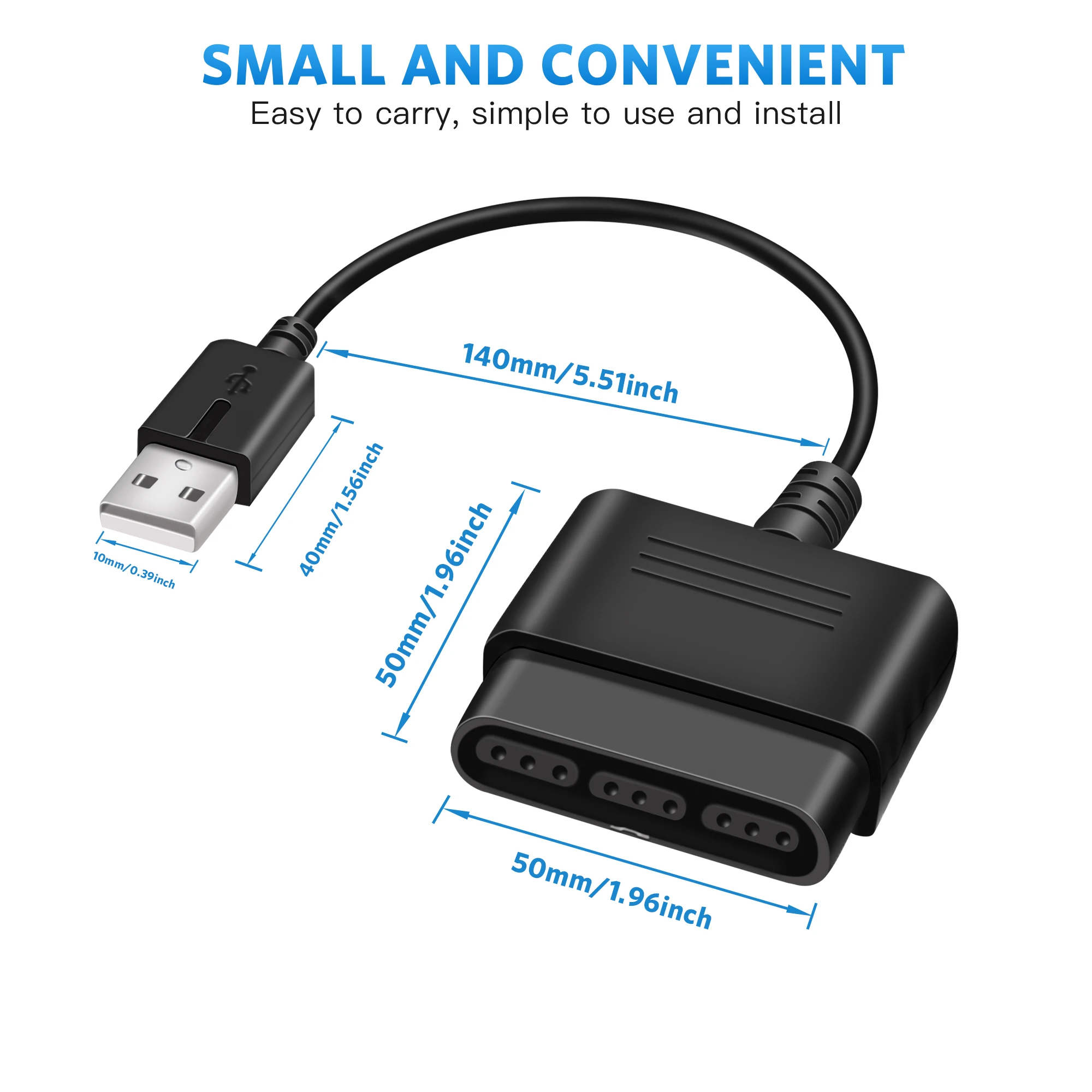 PS2 تحكم إلى USB محول محول كابل, متوافق مع سوني PS1/PS2 تحكم غمبد إلى PS3/وحدة تحكم الكمبيوتر