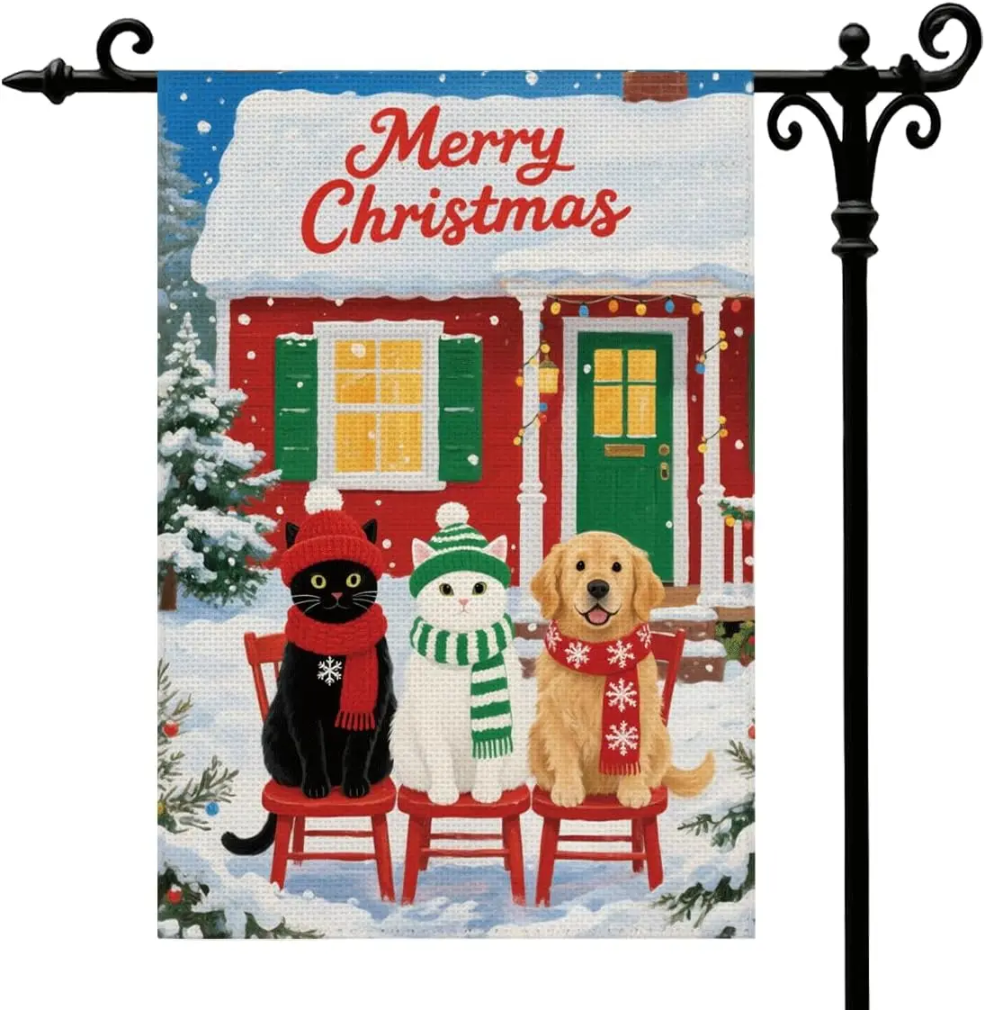 Merry Christmas Garden Flag Christmas Cats And Dog Garden Flag For Outside Double Sided Yard Flags For Outside Xmas Gift Fes SSL