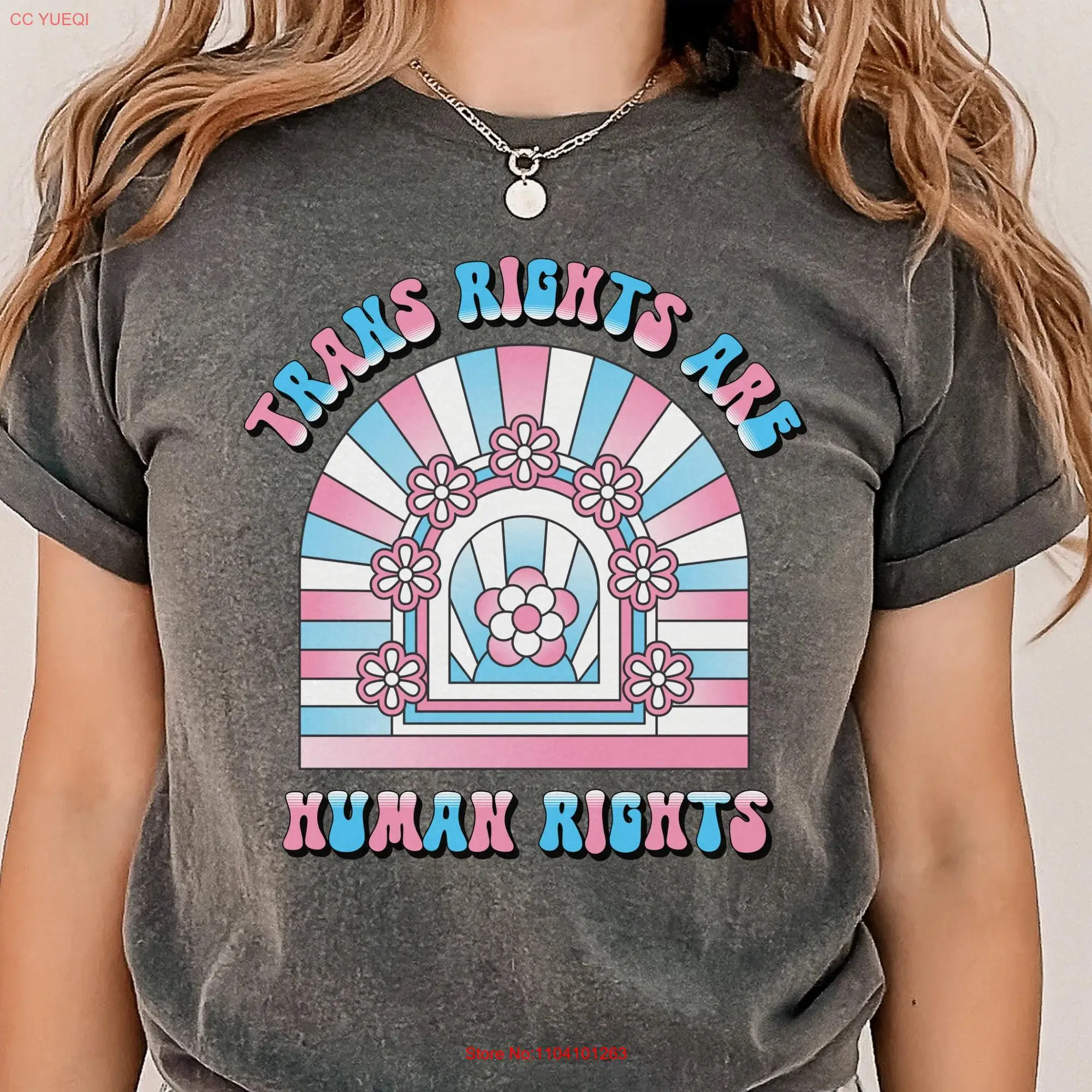 Trans Rights Are Human Comfort Colors T Shirt Transgender for Her Him They Them Retro LGBTQ Pride Oversized S 3XL