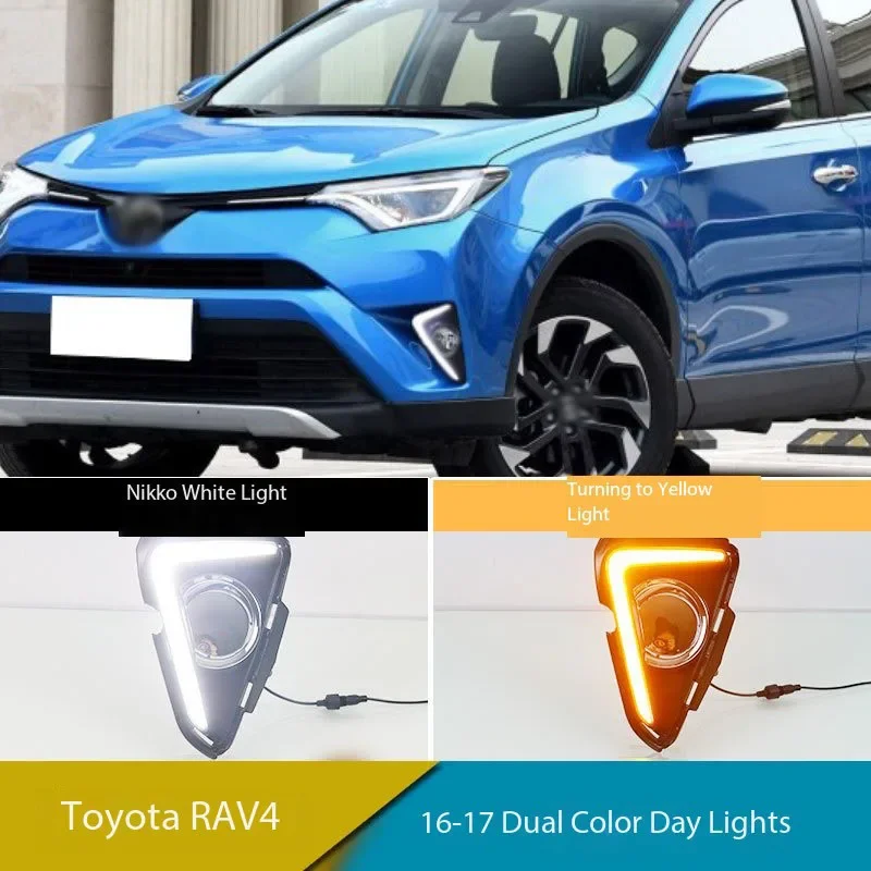 

Car Modified LED DRL Daytime Running Light Fog Lamp With Yellow Turning Signal For Toyota RAV4 2016-2017