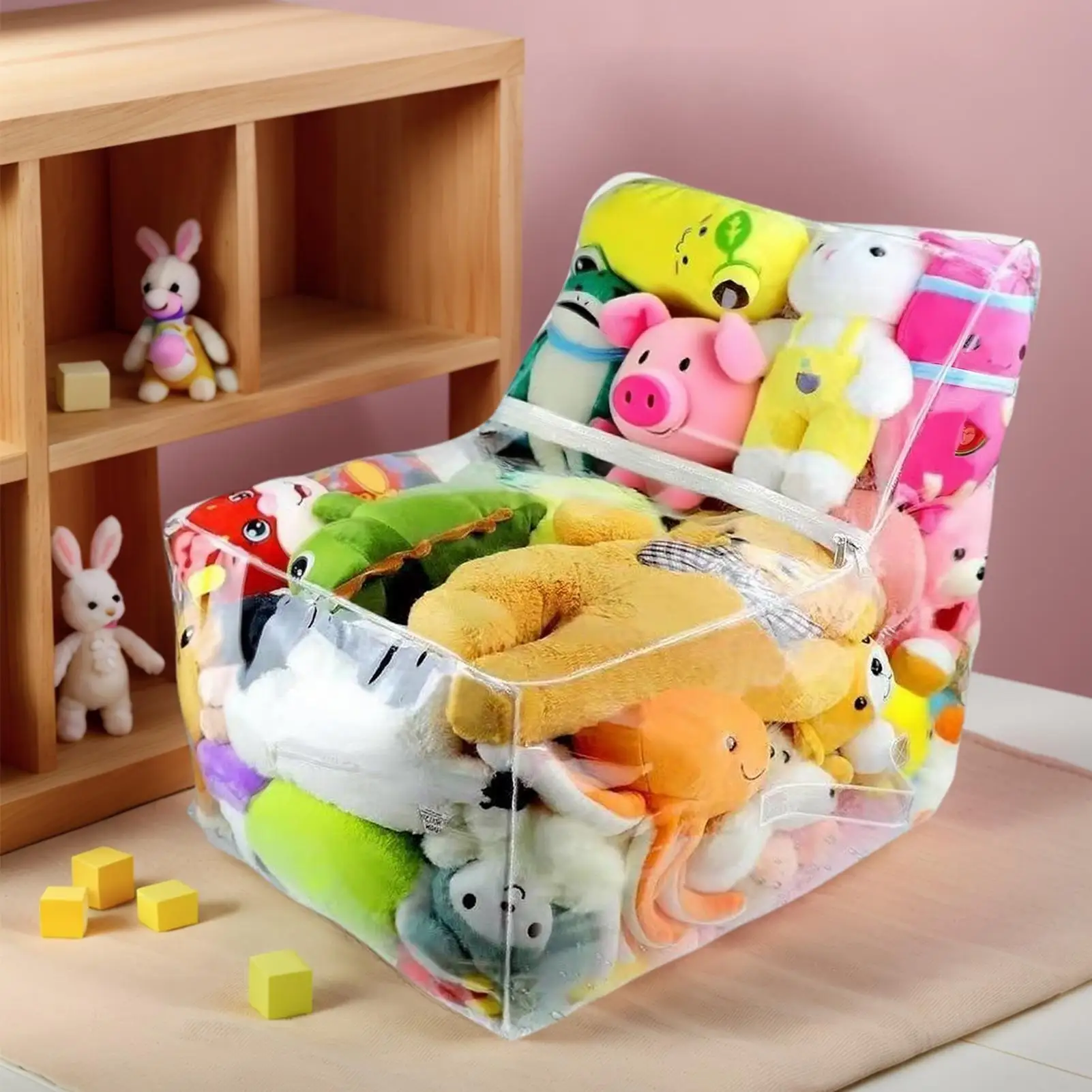 투명한 봉제인형 빈백 의자 커버 재사용 가능한 플러시 - Floor Cushion Pouf 리뷰 및 가격