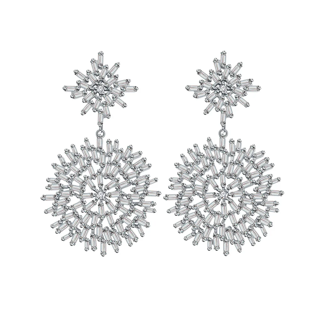 

Lokkei Jewelry 100% 925 Sterling Silver Snowflake element design Gemstone Stud Earrings for Women Fine Jewelry Wholesale