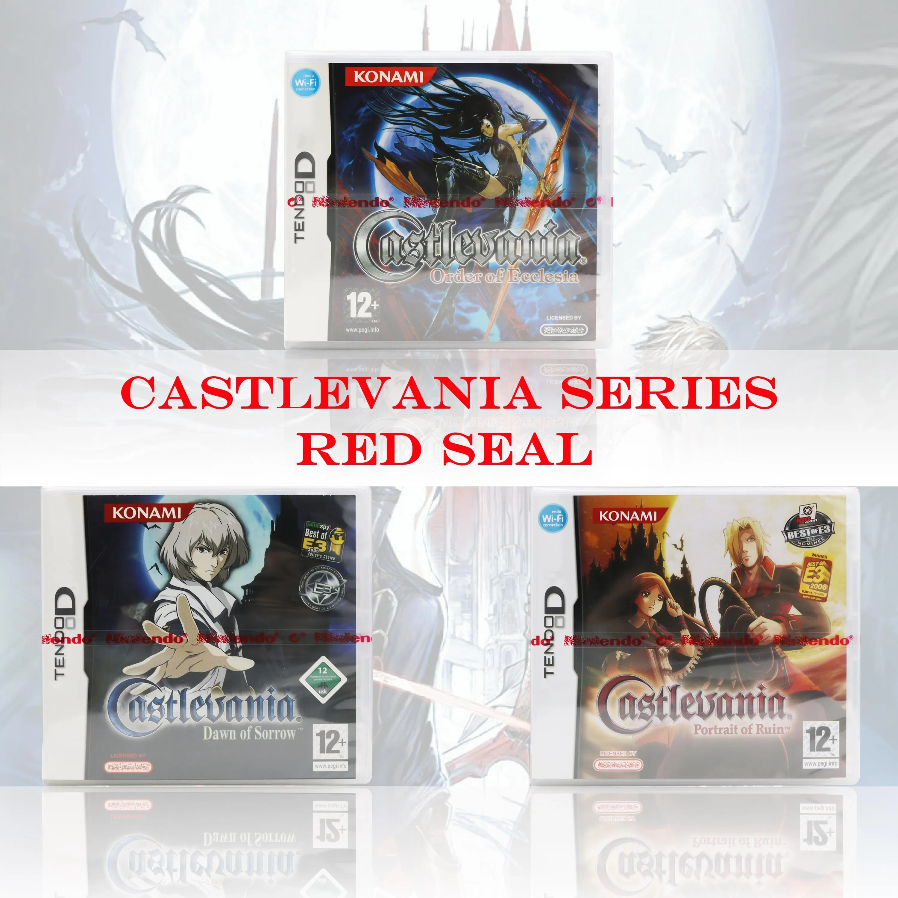 Castlevania Order Of Ecclesia/Portrait Of Ruin/Dawn Of Sorrow New Sealed Package DS Video Game Card Seal With Box and Manuals