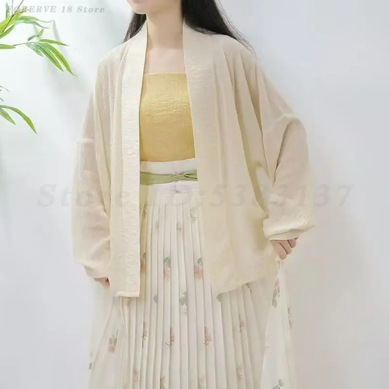 Original Song Dynasty Hanfu 3 Piece Set Long Sleeved Cardigan Camisole Horse Face Skirt Elegant Chinese Traditional Clothing - view 6