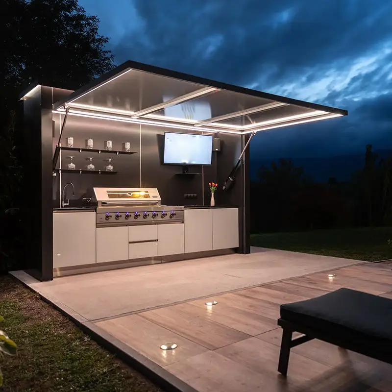 Customizable Outside BBQ Waterproof Stainless Steel Outdoor Kitchen Cabinet Island BBQ Grills Patio Kitchen Set