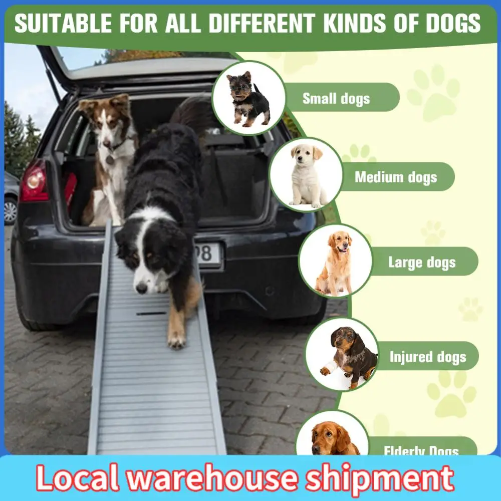 

Складной портативный пандус для собак Складной автомобильный пандус для собак Нескользящий коврик Поверхность Пандус для домашних животных Лестница для средних и больших собак Получить в автомобиле