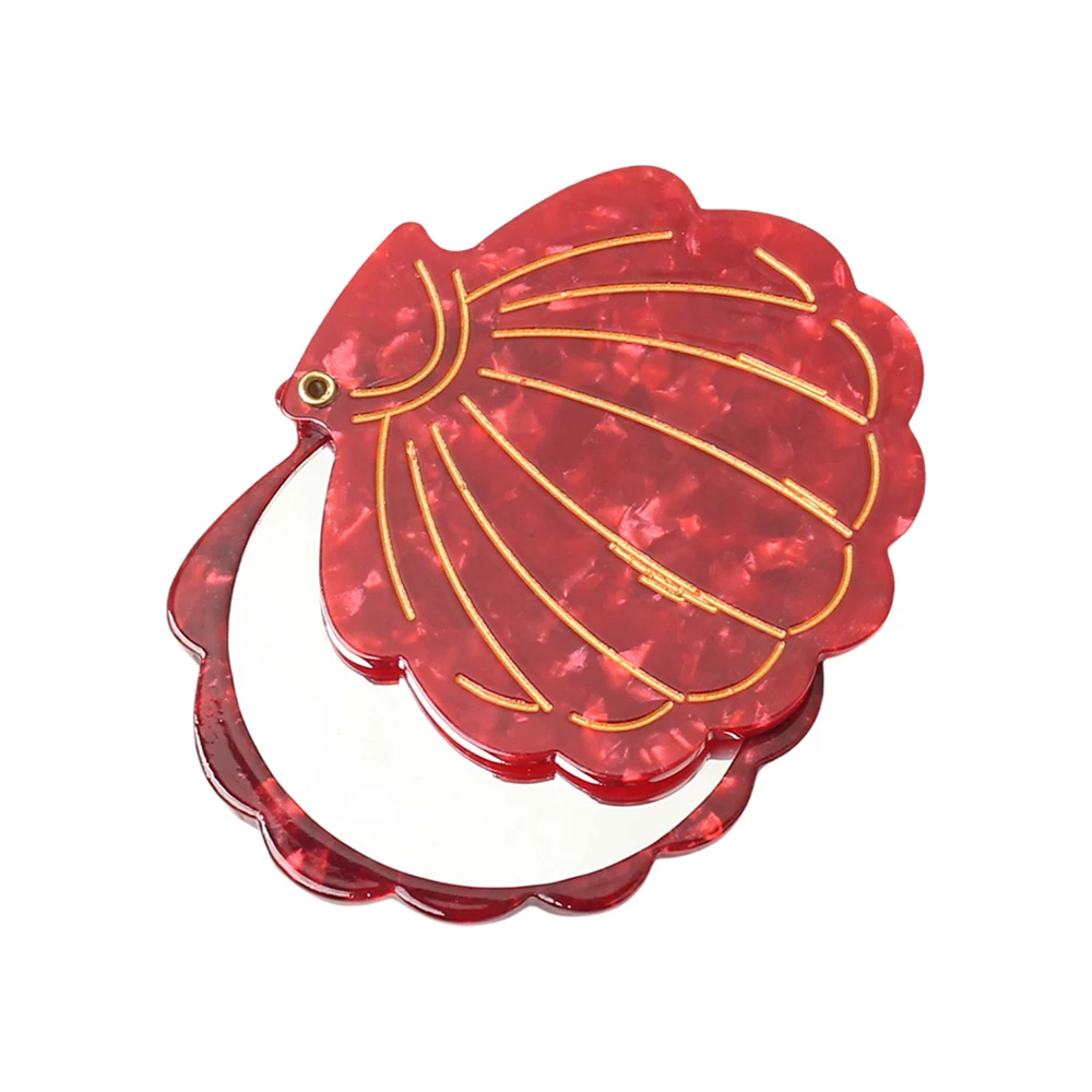 Creatieve schelpvorm make-upspiegel draagbare reizen azijnzuur opvouwbare make-upspiegel dames meisjes draagbare cosmetische spiegel