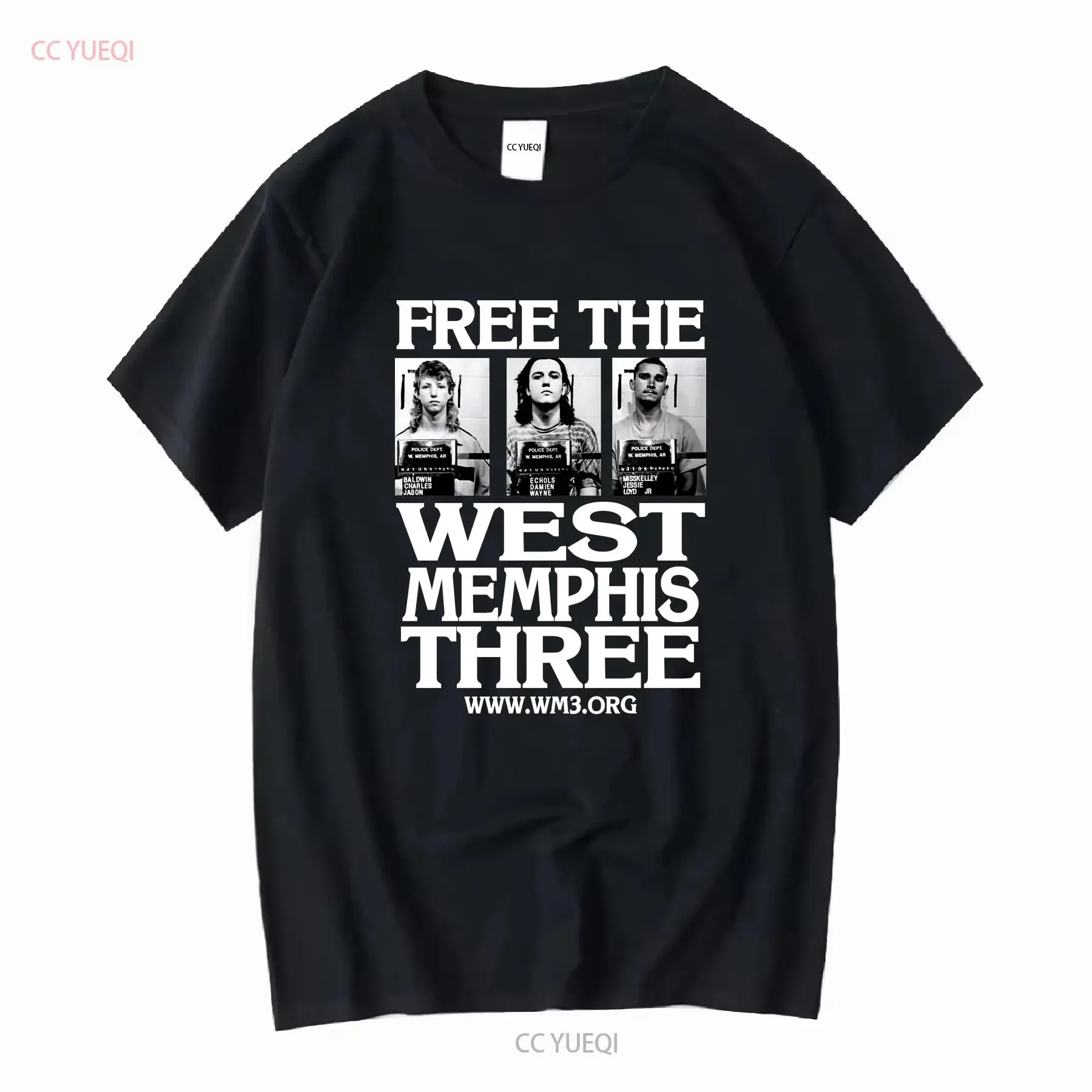 تي شيرت كلاسيكي مجاني The West Memphis Three مقاس XL FOTL Tag Damien Echols أسود بأكمام طويلة أو قصيرة عتيق مغسول ناعم