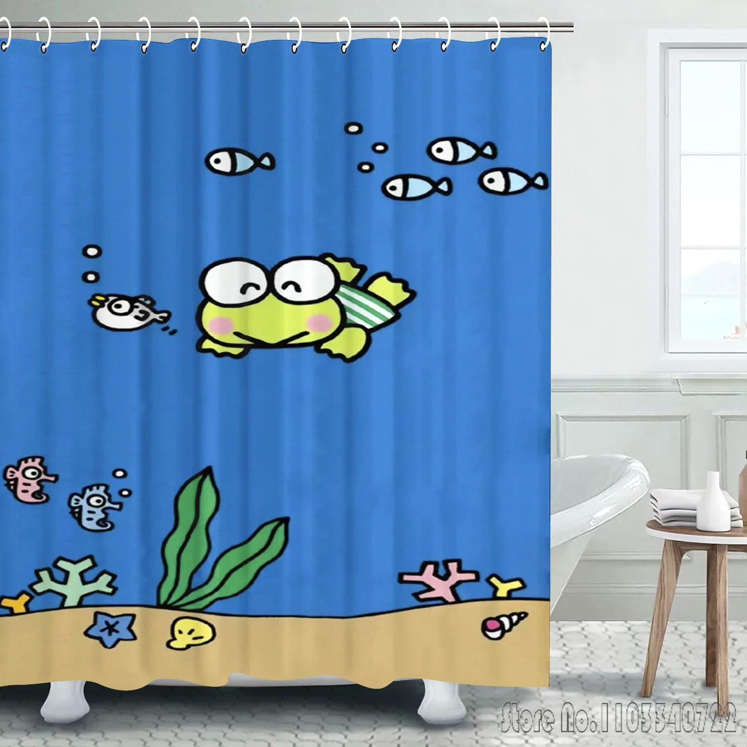 KEROPPI Cartoon Shower Curtain 1pcs Waterproof Bath Screen Curtains with Hooks for Bathroom Decor