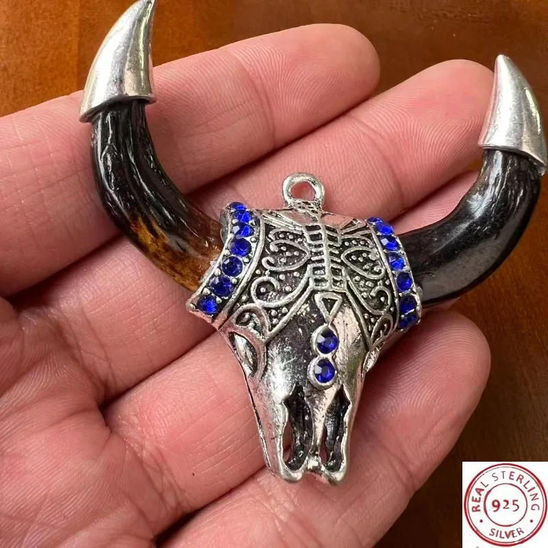 

New Vintage Tibetan Yak Horn Pendant, Retro Antique Ethnic Craft Jewelry