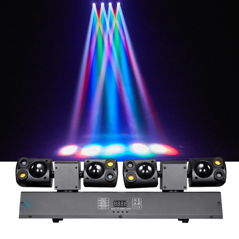 

DMX Stage LED Beam Light Double Heads Moving Head Light RGBW DJ Stage Effect Lighting for Disco Music Dance Party