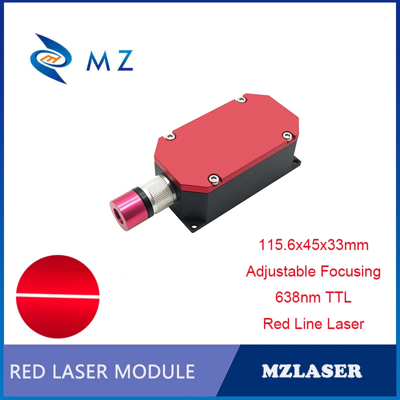 

High Brightness Red Line TTL PWM Laser Diode Model Adjustable Focus 638nm 1200mW 1.2W Long Life Line Laser Industrial Grade