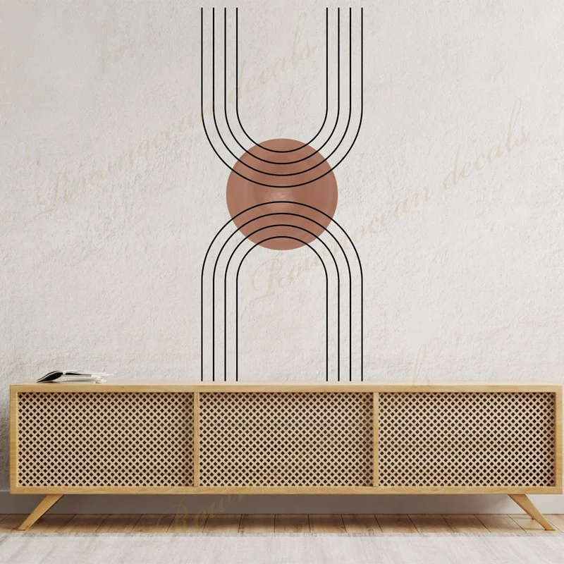 Wall Decal Abstract Bohemian Geometric Half Arch Rainbow Wall Sticker Vinyl Home Decoration Room Bedroom Creative Wallpaper AA74
