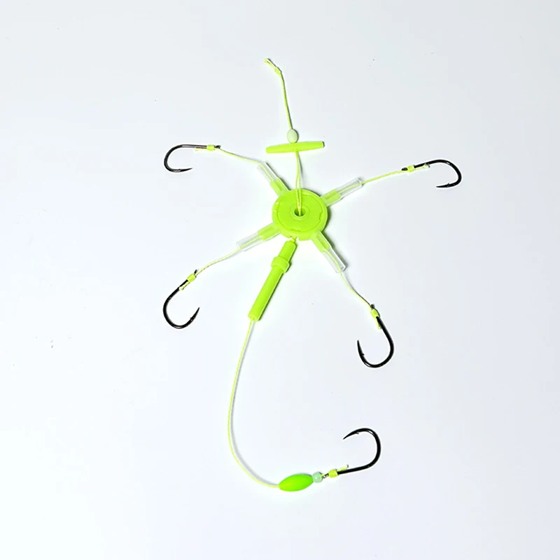 1pcs 4 Claws Square Bait Fishhooks for Fishing Flap Explosion String Hook Prevent Winding PE Lines With Hose Carbon Steel Hooks