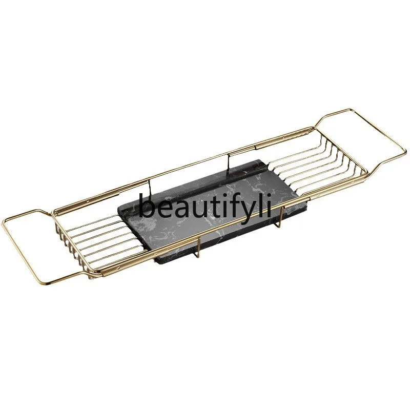 

Stainless steel bathroom bathtub rack marble non-slip telescopic rack