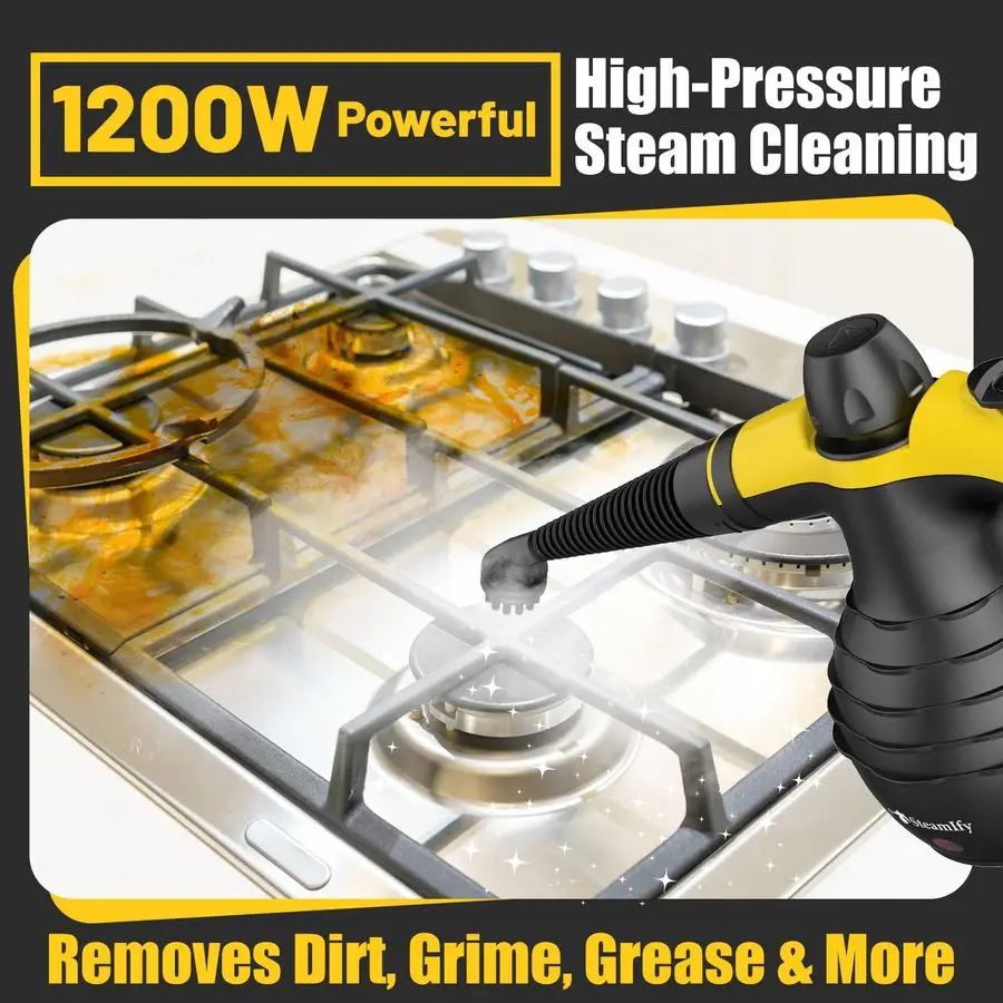 Ручной пароочиститель с 10 аксессуарами, предохранительным замком усилителя, универсальным усилителем, мощный отпариватель для домашнего использования для уборки, автомобиля, летучей мыши