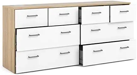 Commode double 8 MELDouble, structure en chêne, blanc