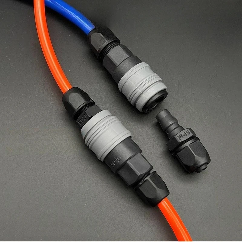 Air Compressor Accessories C-Type Self-locking Quick Coupler, Male Female Joint Round Tee Pneumatic Air Tube Connector
