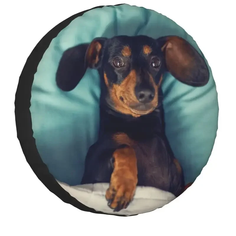 Dachshund Spare Tire Cover for Mitsubishi Pajero Badger The Wiener Dog 4WD 4x4 Trailer Car Wheel Protectors 14