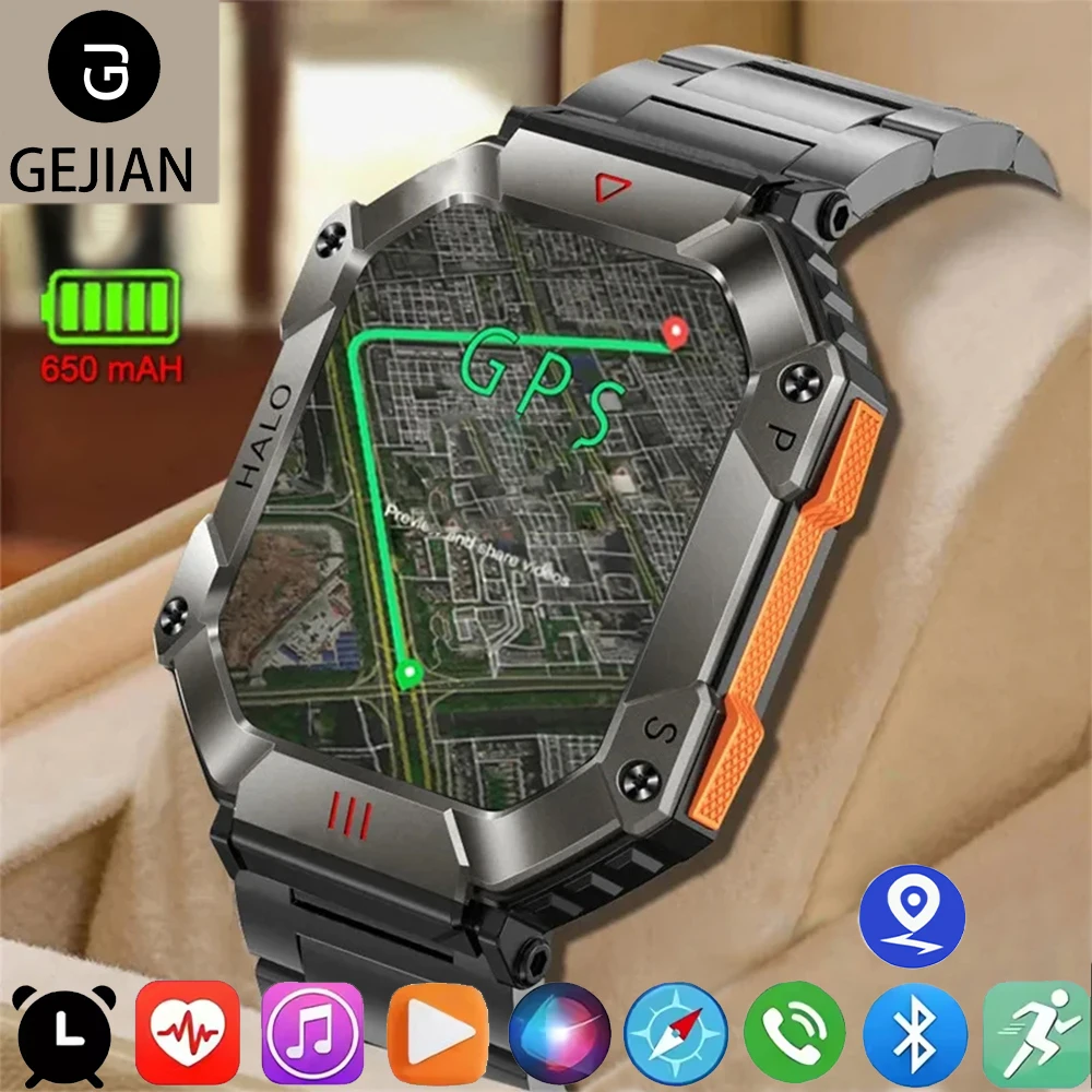 

GEJIAN новые спортивные умные часы 650 мАч, большая батарея, Bluetooth-вызов, GPS, спортивная траектория, пульс, водонепроницаемые умные часы для фитнеса